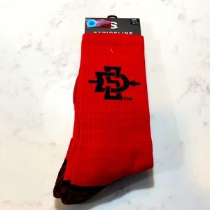 Red SDSU AZTECS Logo Socks NWT M/L